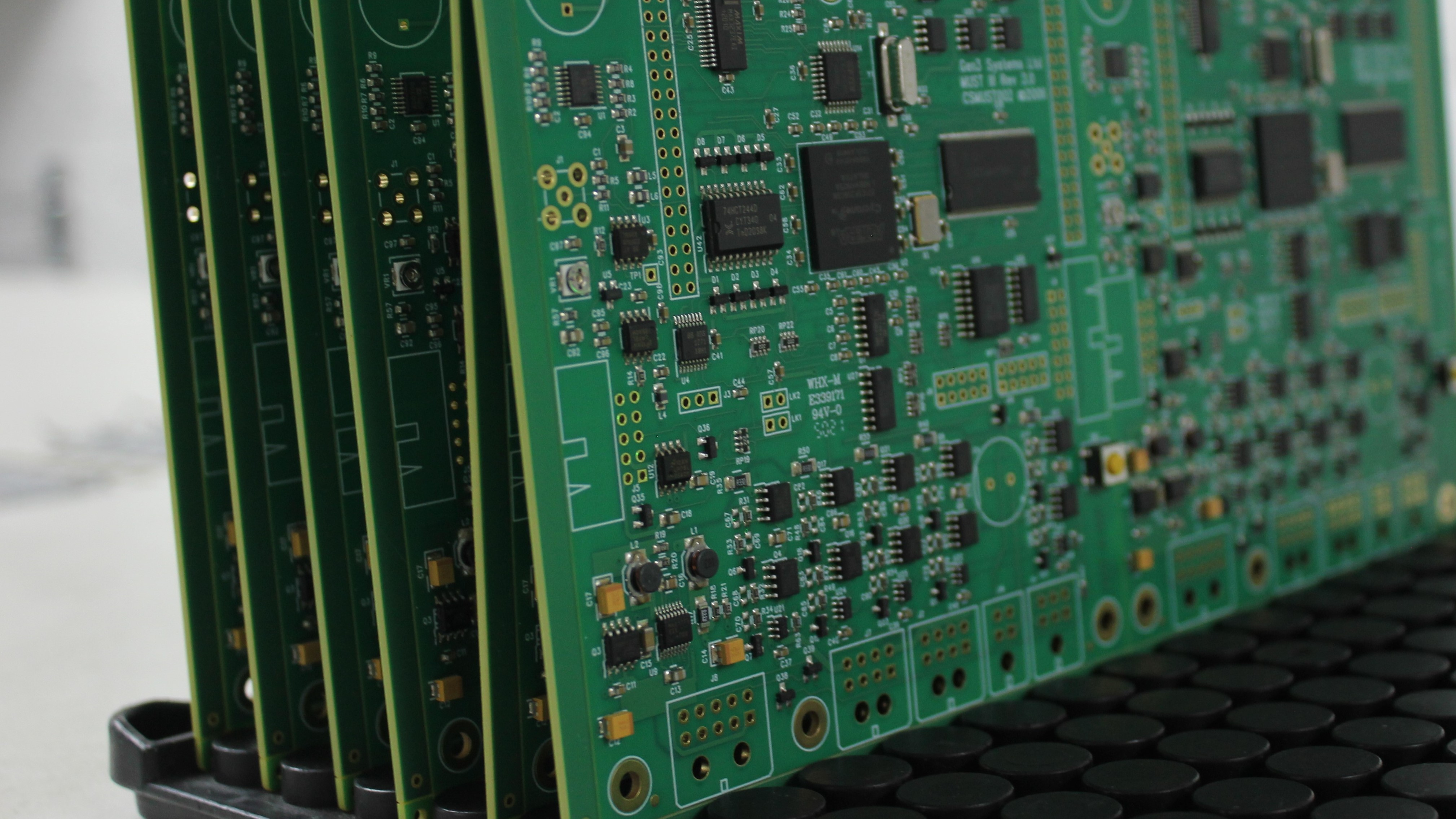 a display of printed circuit boards on an ESD tray